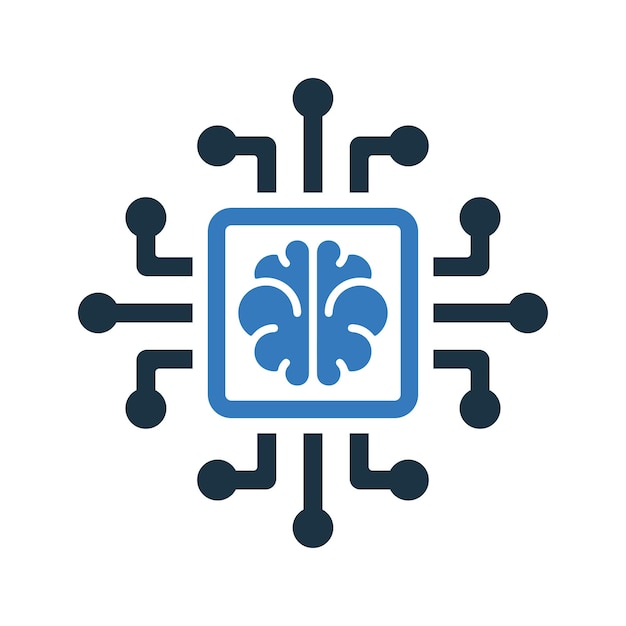 Icono de inteligencia de computadora de chip cerebral diseño vectorial editable simple aislado sobre un fondo blanco 38