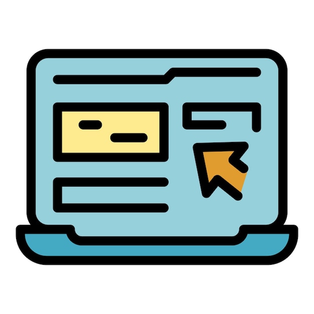 Icono de interacción con la computadora Contorno interacción con la computadora vector icono color plano aislado