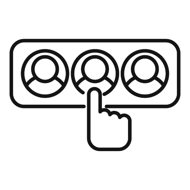 Icono de interacción de Internet vector de contorno Persona de negocios Computadora en línea