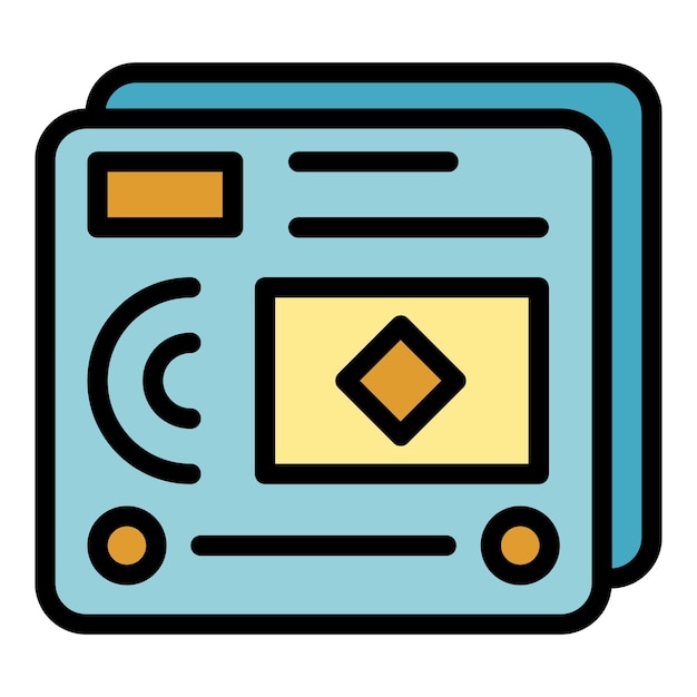 Icono de interacción de página web Contorno de icono de vector de interacción de página web color plano aislado