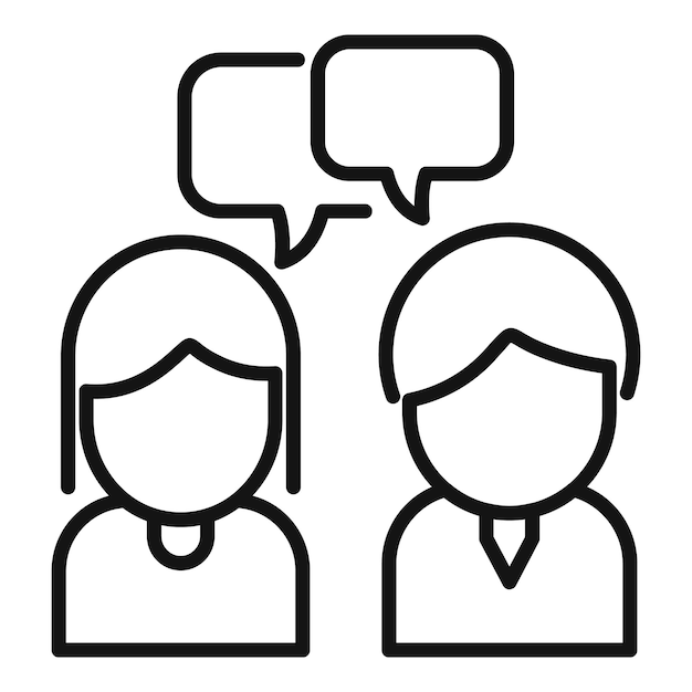 Icono de interacción de personas contorno vector Digital social Trabajo en equipo móvil