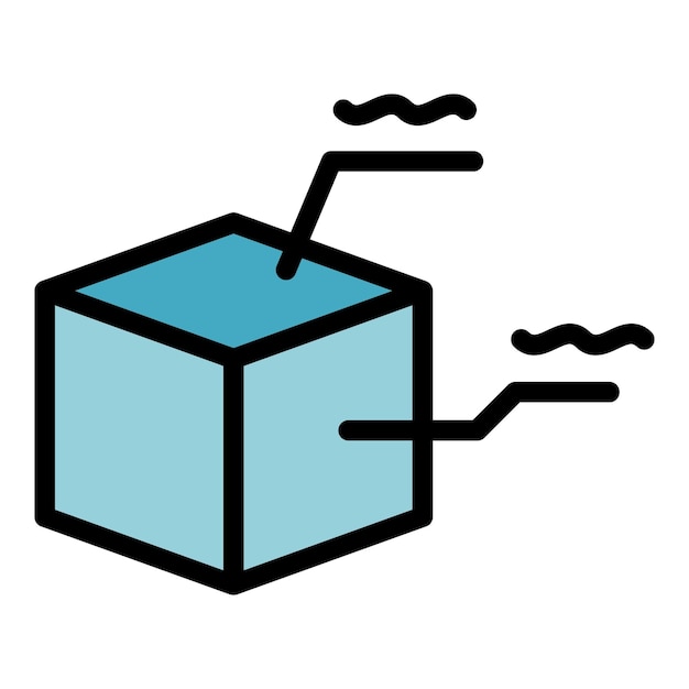 Icono de interacción del proyecto de cubo Contorno del icono de vector de interacción del proyecto de cubo color plano aislado