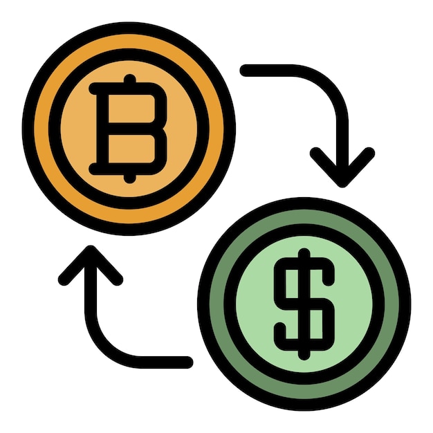 Icono de intercambio de dinero Contorno de cambio de dinero Vector de icono de color plano aislado