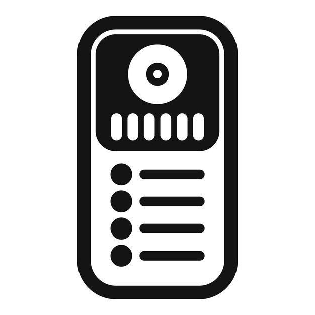 Icono de intercomunicador simple en blanco y negro que muestra la seguridad