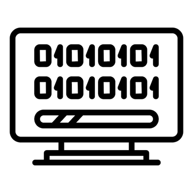 Icono de interfaz de código de PC Esquema del icono de vector de interfaz de código de PC para diseño web aislado sobre fondo blanco