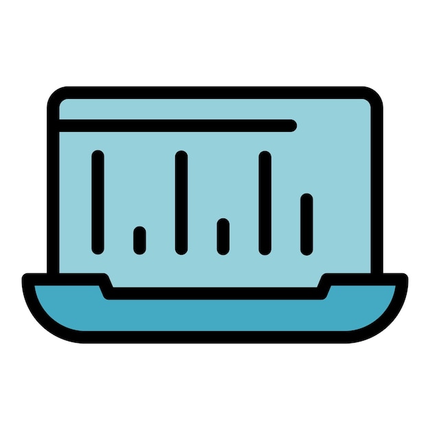 Icono de la interfaz de la computadora portátil Contorno del ícono vectorial de la interfase de la computador portátil Color plano aislado