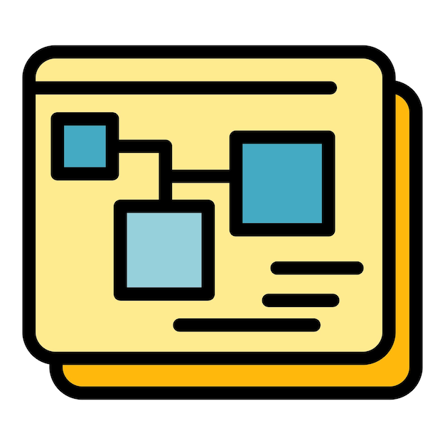 Icono de la interfaz del esquema Contorno Icono vectorial de la interface del esquema Color plano aislado