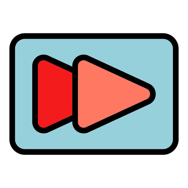 Icono de interfaz de rebobineo Contorno de reboboineo Icono vectorial de interfaz color plano aislado