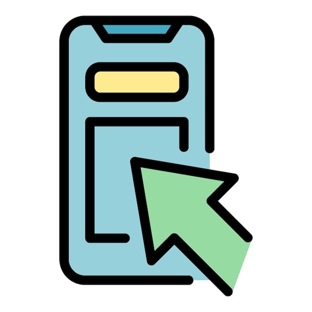 Icono de la interfaz del teléfono del cursor Contorno del icono vectorial de la interface del teléfono del curso Color plano aislado
