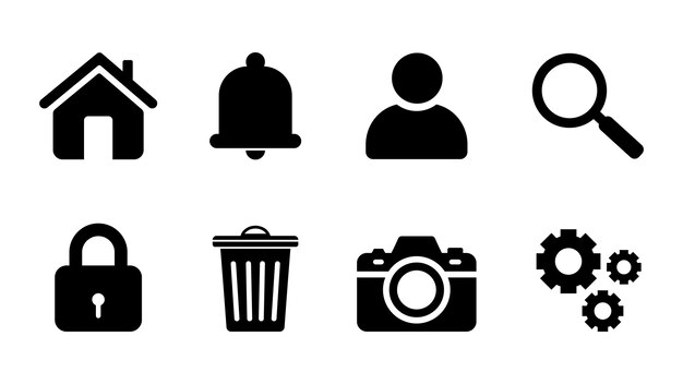 El icono de la interfaz web establece la configuración de búsqueda del usuario de la casa, el bloqueo de la cámara, los símbolos de notificación de la basura.