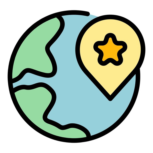 Icono de interfaz web global Contorno Icono vectorial de interfaz Web global Color plano aislado