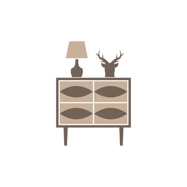 Vector icono interior en estilo plano ilustración vectorial de muebles monocromáticos aislados sobre fondo blanco