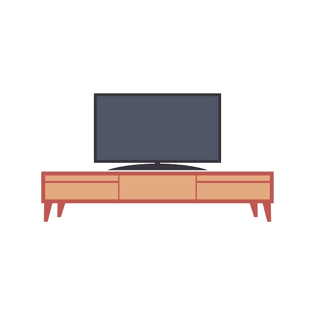 Icono interior con soporte de televisión y televisor Diseño de color plano