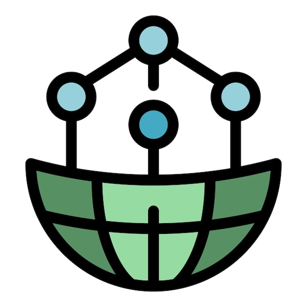 Icono de Internet global Contorno Icono de vector de Internet global para diseño web aislado en color de fondo blanco plano