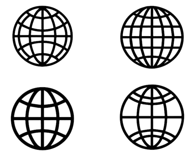 Ícono de Internet Signo web Símbolo de globo Configurado en fondo blanco Ilustración vectorial