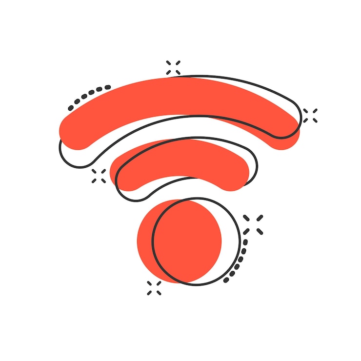 Vector icono de internet wi-fi en estilo cómico tecnología inalámbrica wi-fi pictograma de ilustración de dibujos animados vectorial concepto de negocio de red wi-fi efecto de salpicaduras
