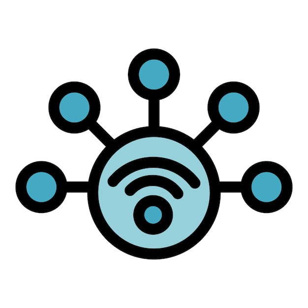 Vector icono de internet wifi esquema icono de vector de internet wifi para diseño web aislado en color plano de fondo blanco