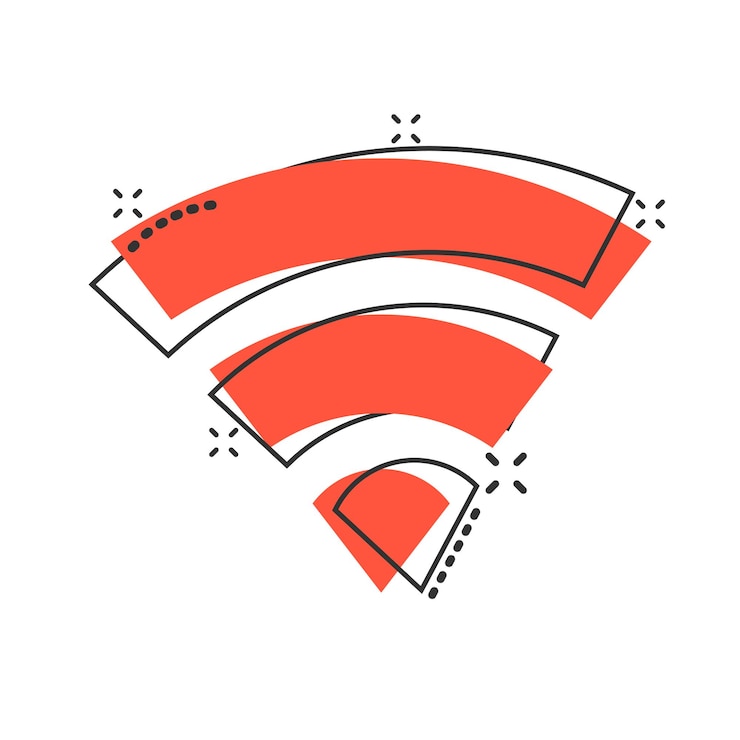 Vector icono de internet wifi en estilo cómico wifi tecnología inalámbrica vector dibujos animados ilustración pictograma red wifi concepto de negocio efecto de salpicadura