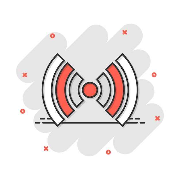 Icono de internet Wifi en estilo cómico Wifi tecnología inalámbrica vector dibujos animados ilustración pictograma Red wifi concepto de negocio efecto de salpicadura