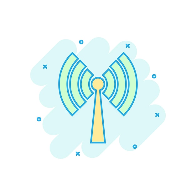 Icono de internet Wifi en estilo cómico Wifi tecnología inalámbrica vector dibujos animados ilustración pictograma Red wifi concepto de negocio efecto de salpicadura