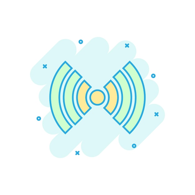 Icono de internet Wifi en estilo cómico Wifi tecnología inalámbrica vector dibujos animados ilustración pictograma Red wifi concepto de negocio efecto de salpicadura