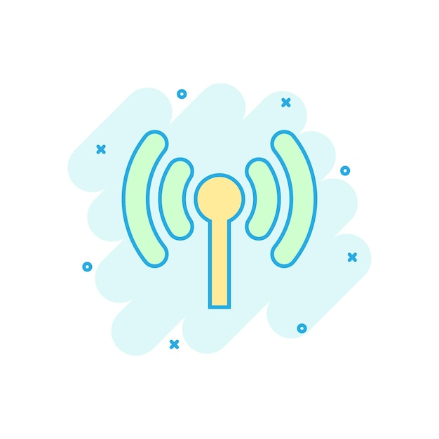 Icono de internet Wifi en estilo cómico Wifi tecnología inalámbrica vector dibujos animados ilustración pictograma Red wifi concepto de negocio efecto de salpicadura
