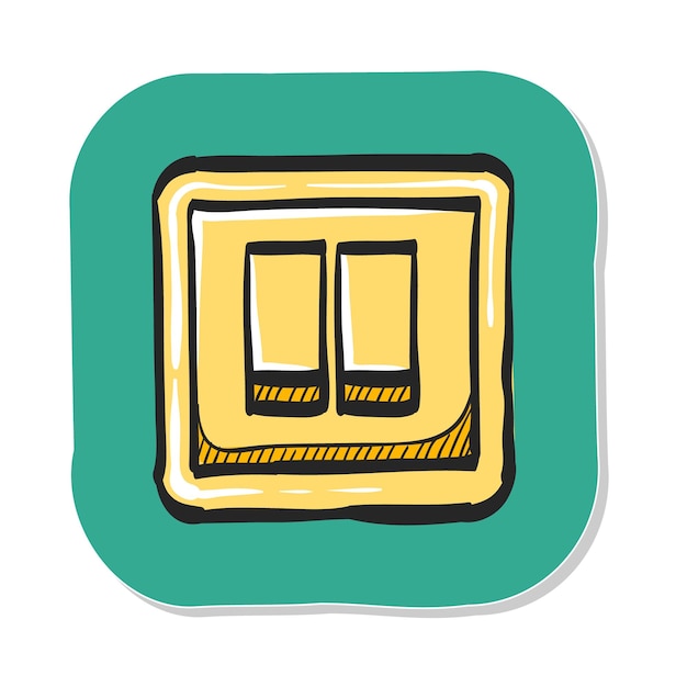 Icono de interruptor eléctrico dibujado a mano en la ilustración de vector de estilo de etiqueta