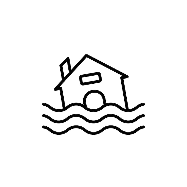 El icono de inundación de la casa es perfecto para alertas de emergencia