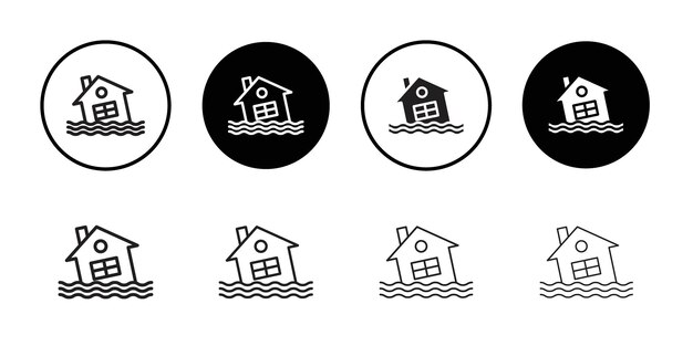Icono de inundación Conjunto de dibujos de líneas de logotipo