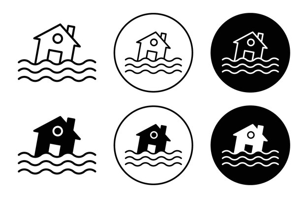 Icono de inundación Icono plano de contorno