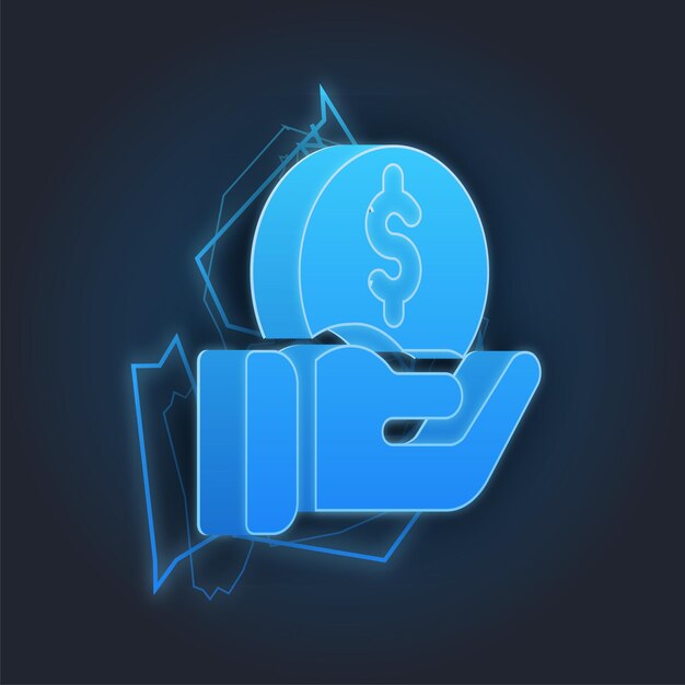 Icono de inversión con fondo oscuro con efecto de trueno de iluminación azul
