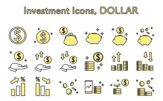Icono de inversión en moneda extranjera ilustración de dibujo de línea simple