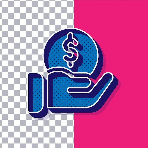 Icono de inversión de punto azul retro 3D en un fondo rosado ajustable