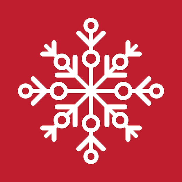 Icono de invierno de copo de nieve geométrico abstracto estilizado en un fondo rojo pastel suave