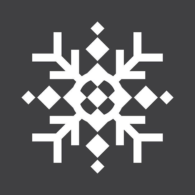 Icono de invierno de copo de nieve geométrico abstracto en un fondo negro pastel apagado