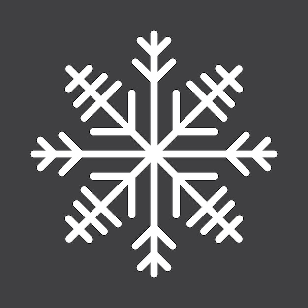 Icono de invierno de copo de nieve geométrico abstracto en un fondo negro pastel apagado