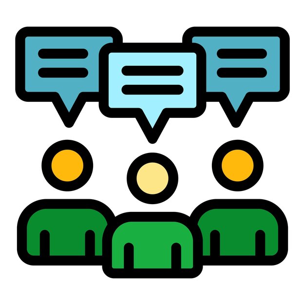 Icono de invitados al evento Contorno de invitados del evento Icono vectorial de color plano aislado
