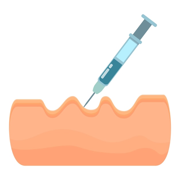 El icono de la inyección de Botox es un vector de dibujos animados para el tratamiento de la piel