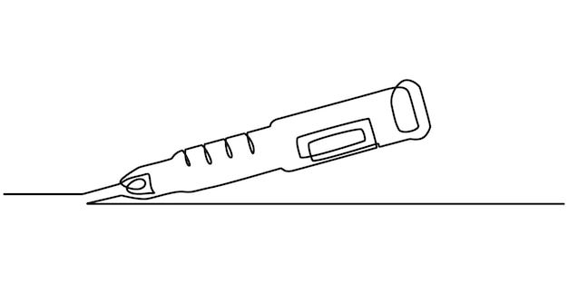 Icono de inyección de jeringa Icono médico y de atención médica Jeringa continua de una línea de dibujo pro vector