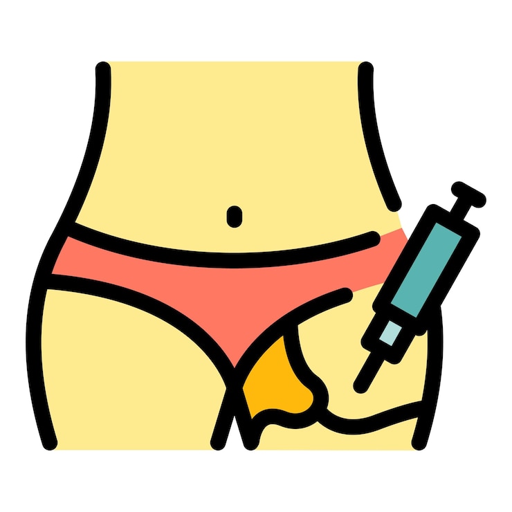 Vector el icono de la inyección de la pierna del pie es el vector del contorno de la salud clínica la enfermedad seca es de color plano