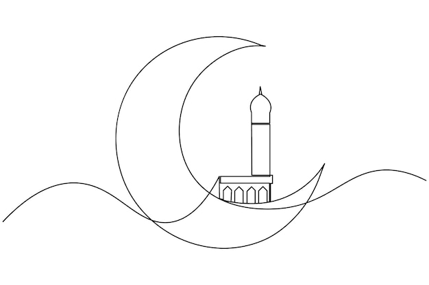 icono islámico continuo dibujo de una línea y estilo minimalista aislar icono vectorial de contorno