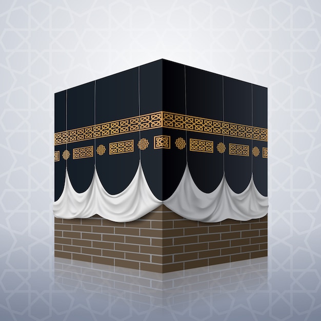 Vector Ícono islámico realista de la mezquita kaaba