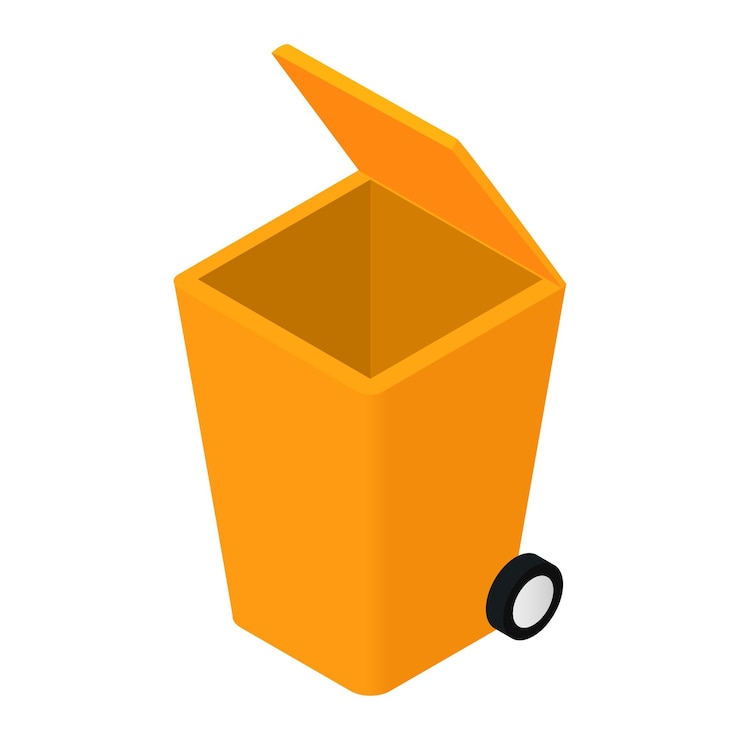 Vector icono isométrico 3d del bote de basura para dispositivos web y móviles