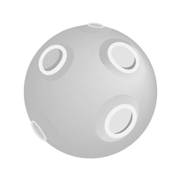 Icono isométrico 3d de luna llena aislado en un fondo blanco