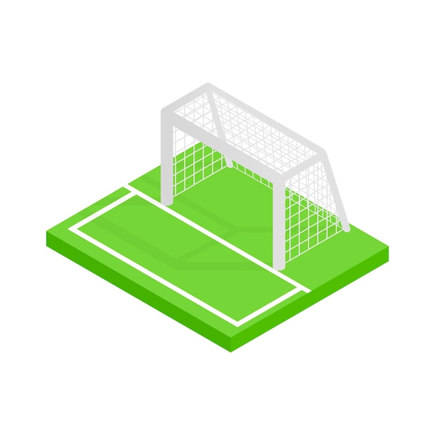 Icono isométrico 3d de portería de fútbol sobre un fondo blanco