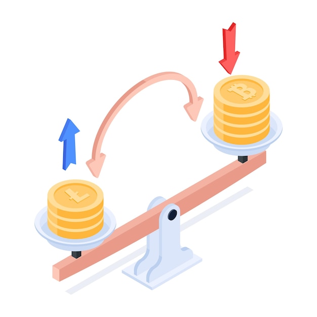 Un ícono isométrico de análisis de bitcoin