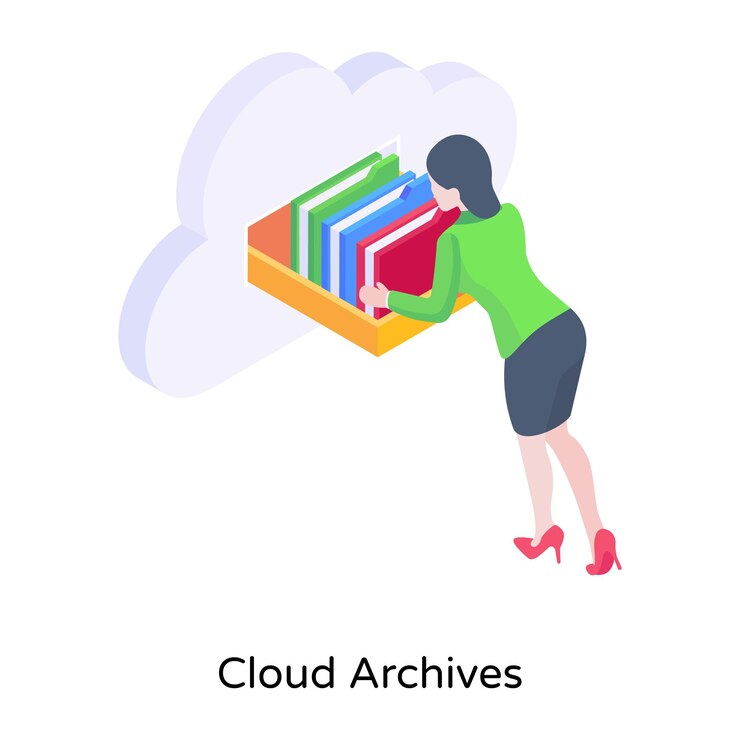 Vector un ícono isométrico de archivos en la nube