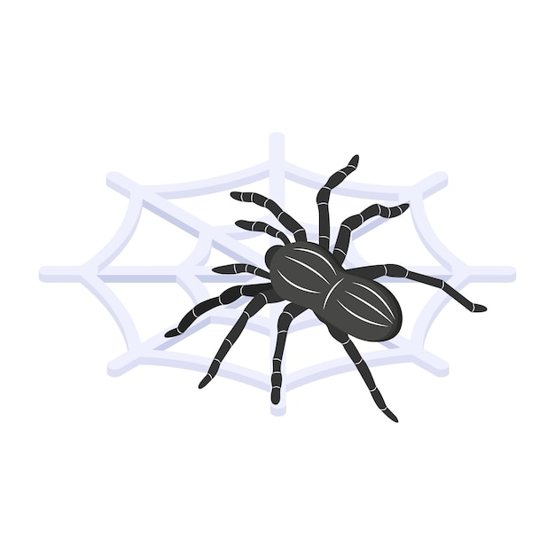 Un icono isométrico aterrador del vector editable de telaraña