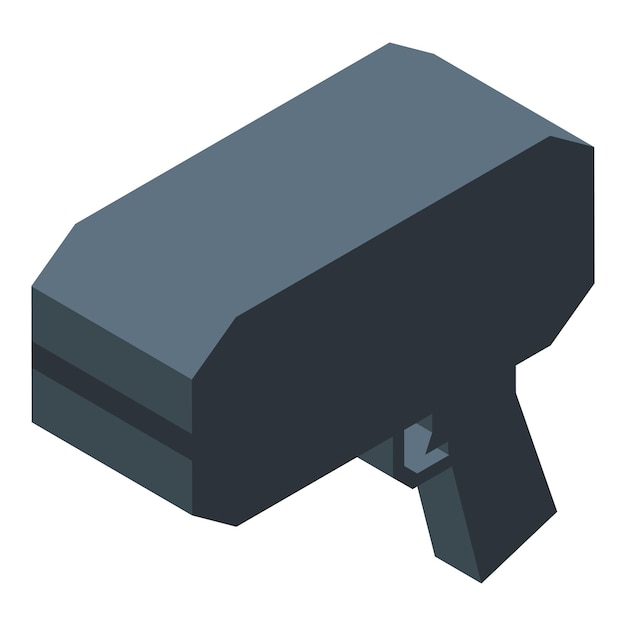 Icono isométrico de baja poli 3D de una pistola futurista