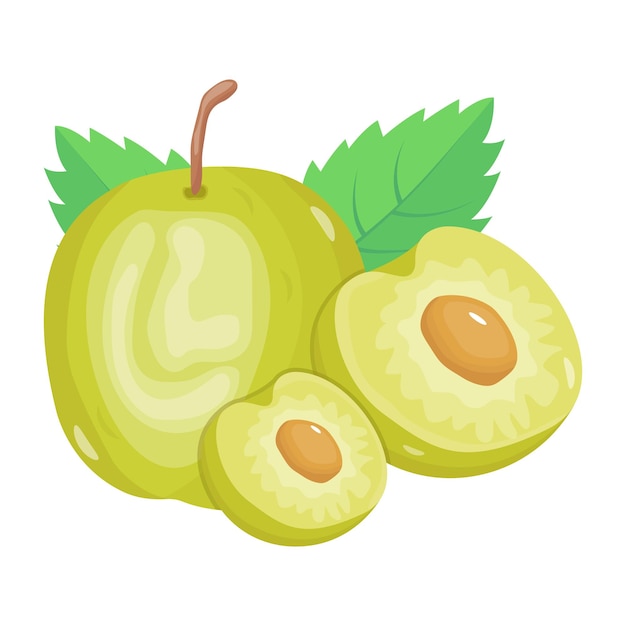 Un icono isométrico bien diseñado de manzana de azufaifo